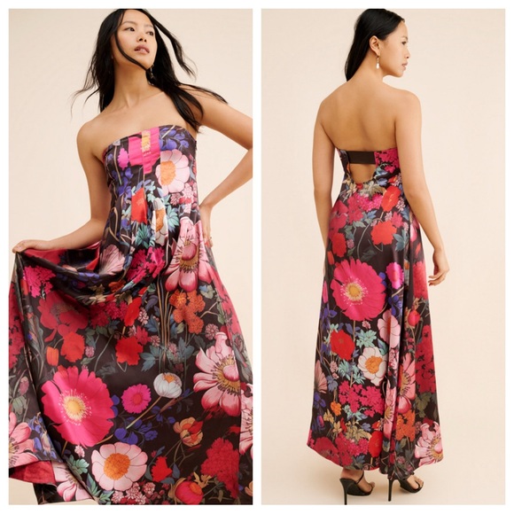 Free People Botanical Maxi Floral Brown Multi Dress - Picture 2 of 16